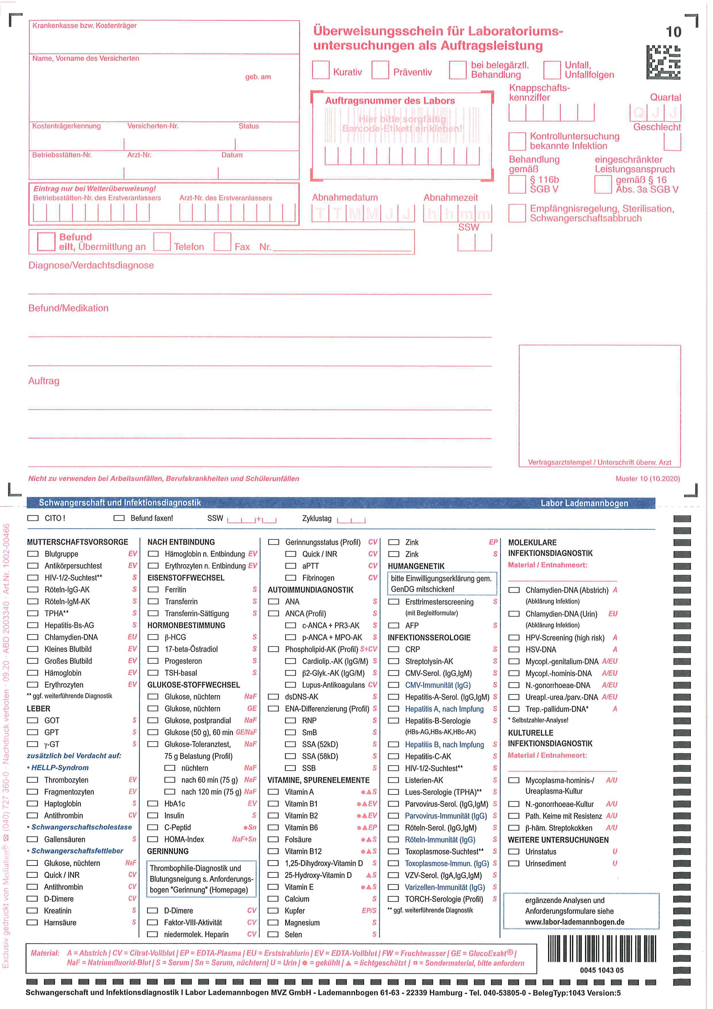 Anforderungsbeleg Schwangerschaft und Infektionsdiagnostik mit Muster 10