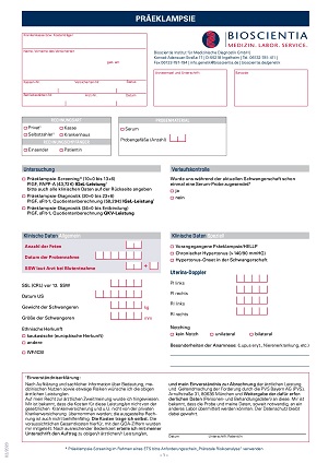 Begleitformular Präeklampsie Screening und Diagnostik