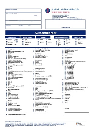  Anforderungsformular Autoantikörper