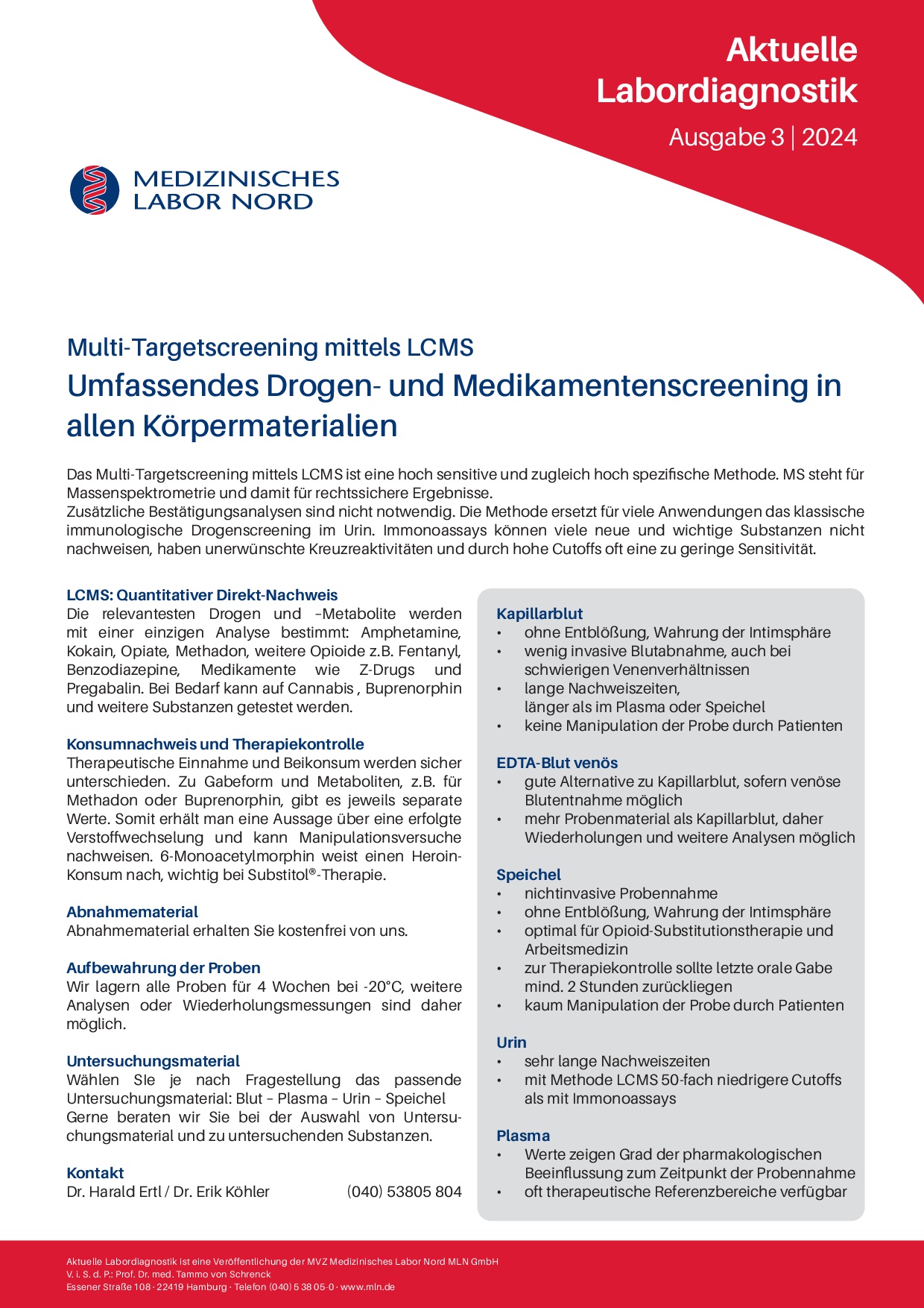 Drogen- und Medikamentenscreening