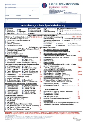 Anforderungsformular Gerinnung (Spezial)